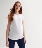 New Look Maternity White Frill Sleeve Top